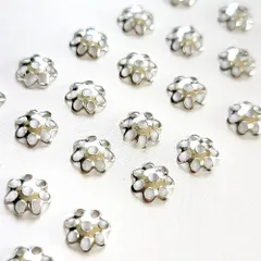 【 200個 6mm 座金 】 花形 ビーズキャップ 座金  シルバー 花型 ビーズキャップ 座金 ハンドメイド( シルバー )