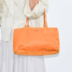 PRADA プラダ ロゴジャガード ハンドバッグ デニム レザー BR3682
