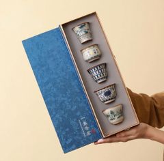 中国茶器　茶碗　茶杯　ティーカップ　湯呑み　五つセット　台湾茶器　汝窯茶器