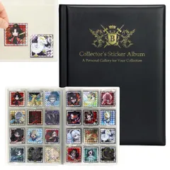 ビックリマンチョコ・シールウエハース等ファイル 手帳型 大容量 最大480枚 保管 コレクション 鑑賞用 傷防止 レザー調 スリーブ可 48mm/52mm対応 (ブラック) [ブラック]