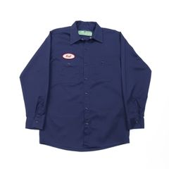 【90s USA製】RED KAP レッドキャップ 長袖 ワークシャツ ワッペン ネイビー M B202507