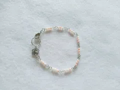 珊瑚 サンゴ 淡いピンクカラー 細 ブレスレット ハイビスカス ワンポイント