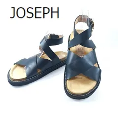 美品 JOSEPH ジョゼフ サンダル アンクルストラップ 37 フラット ブラック 37 hws01347のサムネイル