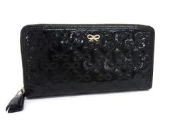 ANYA HINDMARCH アニヤハインドマーチ パテントレザー ラウンドファスナー 長財布 ウォレット 札入れ 小銭入れ ブラック系 DJ2966のサムネイル