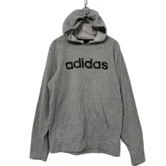 adidas ロゴ スウェット パーカー S アディダス グレー プルオーバー 裏起毛 薄手 古着卸 アメリカ仕入 a601-5755