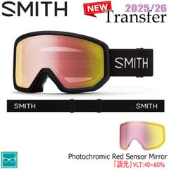 25-26 スミス トランスファー ブラック SMITH TRANSFER BLACK PHOTOCHROMIC RED SENSOR MIRROR - スキー スノーボード ゴーグル 25-26-GG-SMT