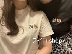 新品  クルーネックTシャツ 半袖 メゾンキツネ刺繍 ユニセックスTシャツ ブラック ホワイト 男女兼用11