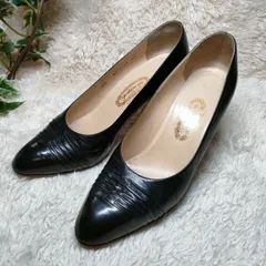 銀座ヨシノヤ　フォーマルパンプス　本革レザー　黒　ブラック　23.0cm