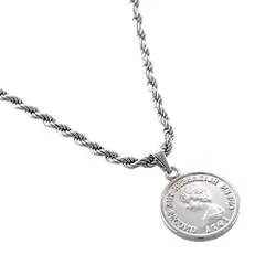 入浴時でも外すことなく使える コイン ネックレス SOPHIE エリザベス シルバー フレンチロープ ステンレス 細め 45cm 2mm