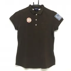 ★値下げ★パーリーゲイツ 半袖ポロシャツ ブラウン 後ビッグプリント レディース 1(M) ゴルフウェア PEARLY GATES