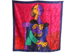 【お得なクーポン配布中!】 ピカソ 大判 アート スカーフ 正方形 絵画柄 肖像画柄 レディース ストール PICASSO マルチカラー ハンカチ 黄色い背景の女 大きいサイズ