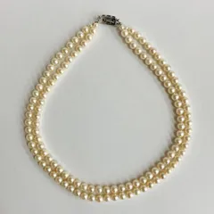 貝パール2連ネックレス/6.5mm約41/43cm/クリーム/R/made in japan