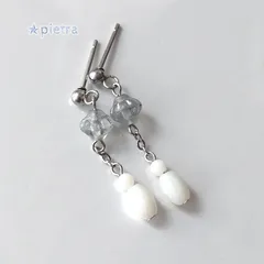 ［p56］チェコビーズとマザーオブパールと白珊瑚*ピアス/イヤリング*天然石/誕生石/サージカルステンレス