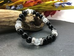 BRY1013⭐️ブラックルチル・ガーネット・水晶ブレスレット⭐️高品質　天然石 BRY1033⭐️水晶スカル・ブラックルチル・オニキス組み紐ブレスレット