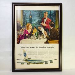『 パンナム　ロンドン 』ビンテージ広告　60年代　フレーム付ポスター　当時物