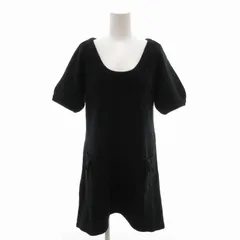 クランプリュス ミッシェルクラン KLEIN PLUS ニットワンピース セーター ミニ丈 リボン 半袖 38 M 黒 ブラック /FT