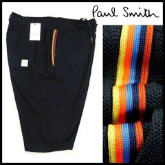 新品 ポールスミス ハーフパンツ アーティストストライプ LL(XL) 紺 ジャガードメッシュ 高通気 涼感 Paul Smith メンズ