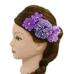 髪飾り 成人式 つまみ細工 振袖 前撮り 袴 花 ドレス 5点セット 紫 薄紫 ちりめん かんざし 洋装 日本製 レトロ 古典 おしゃれ No.9-5101
