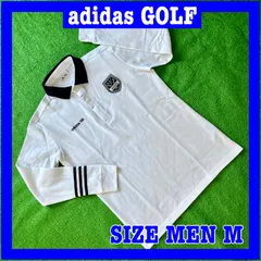 adidas GOLF アディダスゴルフ 長袖 ロゴ刺繍 ワッペン コットン混 ポロシャツ M右