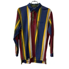 FILA SPORT 長袖 ストライプ ポロシャツ M レッド ブルー グリーン イエロー フィラスポーツ 古着卸 アメリカ仕入 a707-5890