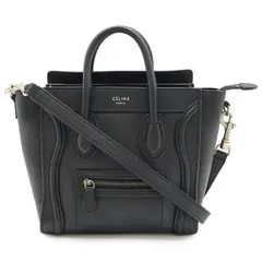 CELINE セリーヌ ラゲージ ナノショッパー ハンドバッグ ミニバッグ 2WAY ショルダーバッグ 斜め掛け レザー ブラック 黒 シルバー金具 168243