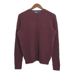 90年代 Polo by Ralph Lauren ポロ ラルフローレン ウール ニット セーター ワンポイントロゴ ワインレッド (メンズ S) 中古 古着 R0086
