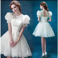 協和屋ウェディングドレス ミニ 二次会ドレス 花嫁 ショートドレス・ドレスベア 花柄 パーティードレス 結婚式 披露宴 ワンピース