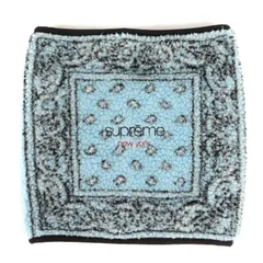 美品 Supreme シュプリーム 19AW バンダナ柄 フリースボア ネックゲイター ネックウォーマー Bandana Fleece Neck Gaiter ライトブルー マフラー ストリート ブランドのサムネイル