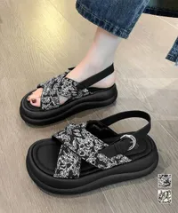 厚底サンダル クロスベルトサンダル 美脚
