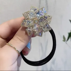 キラキラ ビジュー ヘアゴム ホワイト
