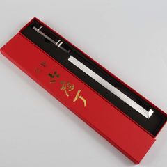 蛸引包丁 刺身包丁 柳刃包丁 尺（刃渡り300mm）通常鏡面仕上げ 本刃付け 黒檀黒水牛角三本白巻八角柄