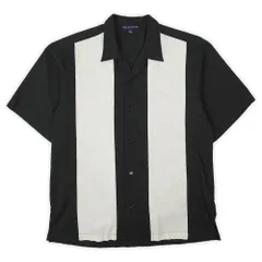 ポートオーソリティ PORT AUTHORITY 00's 2000年代 半袖 オープンカラーシャツ バイカラー 2トーン 開襟 Y2K USA ヴィンテージ ビンテージ VINTAGE アメリカ古着 メンズ シャツ ブラック × ホワイト Ｌ【中古】