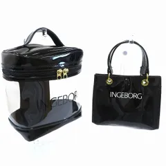 #ab インゲボルグ INGEBORG ミニ トートバッグ バニティバッグ セット 黒 クリア エナメル ロゴ まとめ レディース [962963] k01のサムネイル