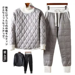 中綿 スウェット 上下セット キルティング プルオーバー ジョガーパンツ ハイネック トレーナー スエットパンツ 厚手 防寒 暖かい あったか 中綿入り カジュアル スポーツ ゴルフウェア アウトドア#pdd6145