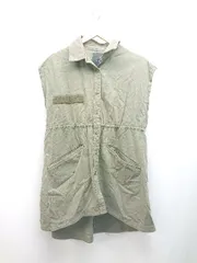 ◇ JEANASIS ジーナシス カジュアル カットオフ ウエストゴム ひざ丈 ワンピース サイズF カーキ レディース E  【1308290041444】