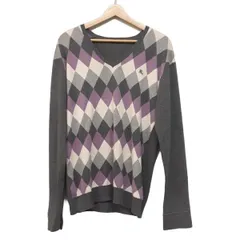 バーバリーブラックレーベル 長袖セーター サイズ3 L メンズ美品  - グレー×ライトパープル×アイボリー Vネック/アーガイル