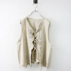 カズミ kazumi× サマンサモスモス SM2 SamansaMos2 刺繍入リボンベスト F/ベージュ ジレ リネン 花柄 ビスチェ【2400014558586】