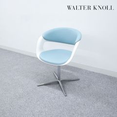 【中古品】Walter Knoll ウォルターノル LOX Chair ロックス チェア オフィス スウィベル ダイニング アーム チェア レザー ライトブルー ピアソン・ロイド【2】