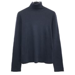 JIL SANDER ジルサンダー タートルネック コットンニットセーター  ネイビー×ブラック 46