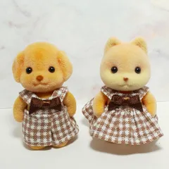 シルバニア 赤ちゃんのお洋服 茶色チェックのオーバーオールセットのサムネイル