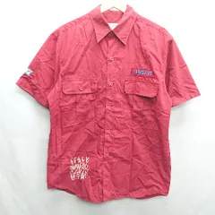 ◇ Never Seen Thing ロゴ刺<!-利用不可文字-!> 半袖 シャツ サイズL レッド メンズ E  【1406050093273】のサムネイル
