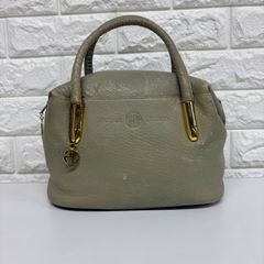 パスカルクロション　グレー レザー ハンドバッグ ゴールド金具