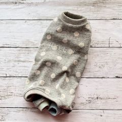 【胴回り33センチ】パステルカラー×グレードットのナチュラルロンパース犬服