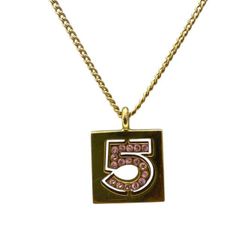 CHANEL シャネル No.5 ネックレス ペンダント アクセサリー 小物 ラインストーン 02P GP ゴールド ピンク