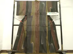 平和屋着物●結城紬　奥順　はたおり娘　訪問着　変わり間道　証紙付き　正絹　逸品　DAAU0570tw