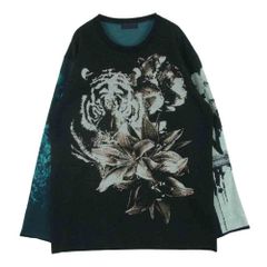 Yohji Yamamoto ヨウジヤマモト UV-K04-614 S’YTE サイト アクリル ウール ジャガード クルーネック 総柄 ニット セーター ブラック系 ブルー系 3【中古】