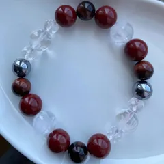 四神ブレスレット朱砂、ヒマラヤ水晶入り18㎝10