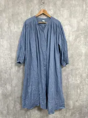 URBAN RESEARCH DOORS アーバンリサーチドアーズ インナー付 コットンボイルギャザー ロング シャツ ワンピース sizeM/青 ■◆ レディース