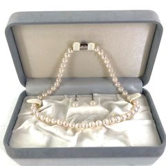 アコヤ真珠 ネックレス イヤリング 箱 鑑別書付き 7.6mm-7.9mm レディースアクセサリー シルバー SILVER 925【OE-790】