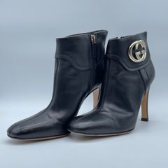 GUCCI　グッチ　レザー　ショートブーツ　インターロッキング　サイズ35 1/2　あ250126-3